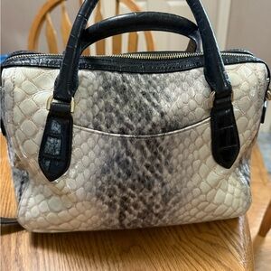 Brahmin MICAELA Cream and Black Satchel